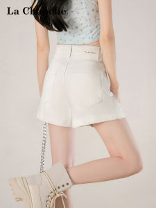 La Chapelle | White Denim Summer Womens Short Pants Slim Fit High Waist