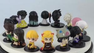 Bandai | 15 Style/Set Q Version Demon Slayer Sitting Ghost Doll Tanjiro Nidouzi Inosuke Zenizu Figure Action Figure Movie Model Toy Dolls
