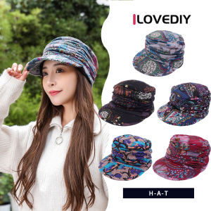 ILOVEDIY หมวกอัดพลีทสไตล์ชนเผ่าฤดูใบไม้ร่วงและฤดูหนาวหมวกแฟชั่นลำลองบางหมวกแก๊ปโผล่กันลม