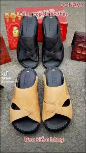 Dép quai ngang nam da bò thật 100% VYFASHION cao cấp kiểu sabo thời thượng may quai và đế chắc chắn có từ size 37 đến 45 (2 màu Đen+Nâu) V.SUVY