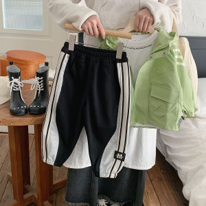 Cool Street Style Boys Sport Pants Autumn Fashionable Black Sweatpants Casual mid Waist Long Cotton Polyester for Kids