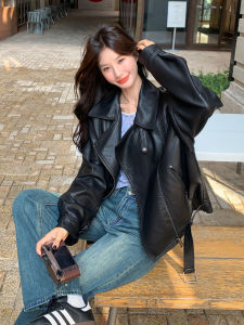 Black Leather Jacket Womens Cool Style Motorcycle Vest Autumn New Fashion Large Female Main PU Leather Coat Streetwear