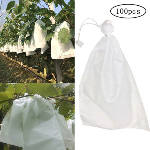 100Pcs Drawstring Style Garden Grape Protection Bags Fruit Protection Bags Mesh Bag Against Insect Pouch Waterp Mini Greenhouse