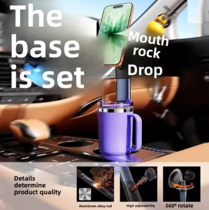 2026 Hot Universal 2-in-1 Car Cup Holder Expander Magnetic Phone Mount 360° Rotatable Adjustable Stable Drink Holder Adapter