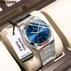 ELF TRIBE Luxury Watch For Man Waterproof Luminous Date Week Stainless Steel Men Watch Casual Quartz Mens Watches Male Clock