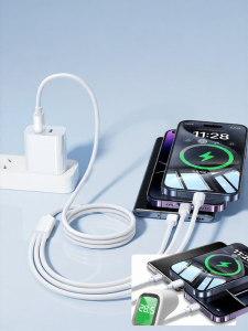 SKAMA | Multi-Brand Compatible 3-in-1 Charging Cable With USB Charger Head