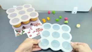 ❄️Supuon❄️บล็อคซิลิโคนสำหรับแช่อาหาร บล็อคแช่แข็งอาหาร วัสดุ PPแบบนำเข้า ไม่มี BPA สำหรับทารก บล็อคซิลิโคน 320g 9รู ความจุใหญ่