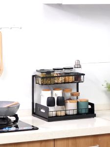 【SG STOCK】 Kitchen Cabinet Rack Under Sink Rack Spice Rack Seasoning Rack Condiments Rack Kitchen Organizer Storage Storage Rack Dish Rack Pot Rack Pull-out Drawer Basket Finishing