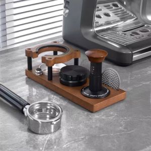51/53/54/58mm Wood Espresso Tamper Station Stand Portafilter Holder Filter Screen Holder Espresso Tamping Storage Rack Barista