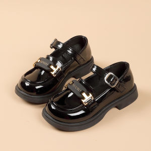 Girls Black Leather Shoes Childrens British Style Kids White Leather Shoes Soft Bottom Flats Little Girl Princess Shoes