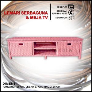 MEJA TV/DVD 2 KOTAK LACI TERBARU COD MURAH GARANSI 100% LEMARI ROTAN SINTETIS FULL SATU  WARNA WARNI DVD / BUFFET TV / MEJA TV  Termurah / Rak Buffet Rattan 2 Susun Samping / Tempat TV dan DVD Rottan Minimalis P 128 X L 37 X T 35