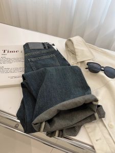 High Waist Straight Leg Denim Jeans Womens Autumn Winter New Style Lolita Retro Slimming Versatile Wide Leg Long Pants