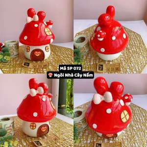 (21x16x16cm) 🍄 Ngôi Nhà Cây Nấm - Mã SP 072 heo đất tuổi thần tiên cổ tích ống tiết kiệm dễ thương chất thạch cao