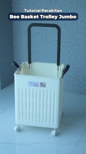Napolly Keranjang Lipat Serbaguna Plastik Tebal Bee Basket Jumbo Keranjang Baju Trolly Belanja+Roda
