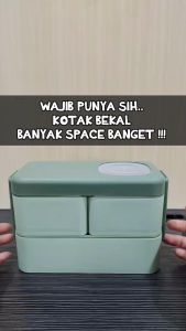 ONE-C779 Kotak Makan 2 Tingkat Portable 1050ML Ada Sauce Cup / Lunch Box 2 Layer / Rantang Makanan