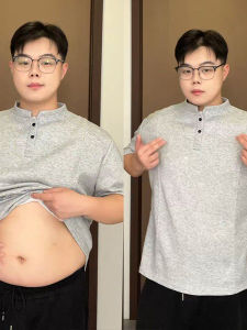 Henley Collar Slimming Big Size T-Shirt Short Sleeve