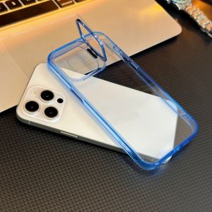 Metal Lens Support Acrylic Phone Case Full Cover Large Hole for iPhone 16 pro Max 15 14 13 12 Eco Friendly Anti Fall Protection