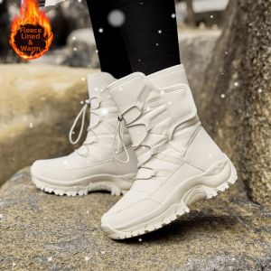 Womens Winter Snow Boots Thermal Fleece Thickened Ski Outdoor High Help Rubber Outsole Anti-slip Wear-resistant Cotton Shoes