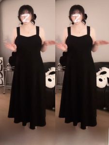 plus Size Hepburn Style A-Line Black Strapless Dress Womens Spring Autumn Frock Vest Inner Wear Slimming Long Skirt