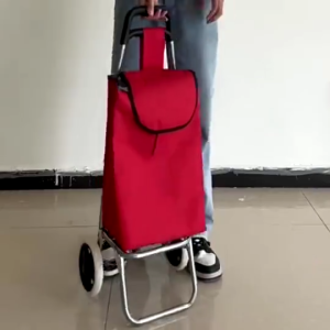 COD Lightweight Folding Collapsible Shopping Cart Trolley Push Cart Grocery Bag with Wheels and Bag