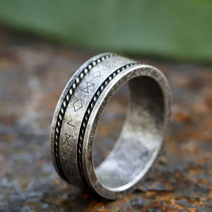 2024 New Creative 316L Stainless Steel Viking chain rune Ring For Men Fashion retro Amulet fashion Jewelry Gift free shipping