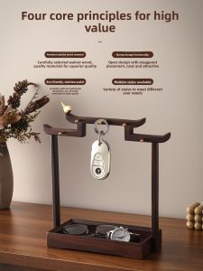 MEIWEISI | Rustic Walnut Wood Entryway Shelf Organizer