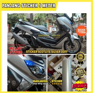 Sticker Skotlet Motor Warna Silver Doff 5 meter