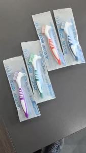 3pcs/set Double Sided Denture Cleaning Toothbrush Multi-Layered Bristles Teeth Braces Oral Cleaning Denture Storage with Filter