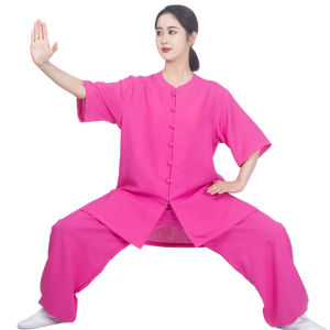 New Cotton Linen Tai Chi Practice Uniform Short Sleeve Womens Clothing Thin Tai Chi Suit Cotton Silk Summer Linen Style