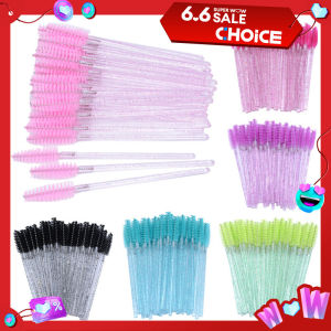 50pcs Disposable Eyelash Brushes Crystal Eye lash Mascara Wands Glitter Lash Comb Spoolies Micro Makeup Applicators