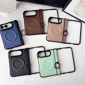 Ốp Điện Thoại iPhone Duo Bằng Da Giả Vegan Có Vòng Từ Tính Chống Sốc Mờ Tương Thích Sạc Không Dây Magsafe Mặt Lưng