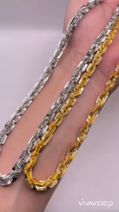 Dây chuyền titan chạm khắc kiểu dáng mắt mèo màu vàng hoặc trắng có khóa tròn tinh tế bền đẹp trangsucmoiluatuoi.RIN