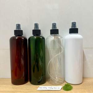 Chai lọ nhựa 500ml Dáng Tròn Bầu Cao Màu Nâu-Xanh-Trong-Sứ có vòi nhấn đủ kiểu đủ loại. Đựng dầu gội sữa tắm…