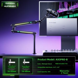 HumaneX | RGB LED Desk Arm Microphone Stand