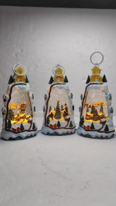 ONELINE #8028/8029/8030 Santa Claus Lighted Christmas Music Box Snow Globe Christmas Decoration featuring a festive winter village