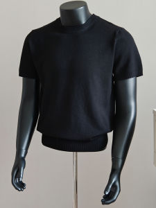 เสื้อสเวตเตอร์ถักคอปกกลมแขนสั้นสำหรับผู้ชาย ทรงหลวม ฤดูใบไม้ร่วง/ฤดูหนาว แฟชั่น เทรนด์ใหม่ คอกลม แขนสั้น เสื้อเชิ้ตถักแบบสวมหัว