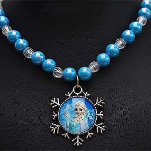 สร้อยคอพันธุ์เจ้าหญิงสำหรับเด็ก สร้อยคอโซเฟียสีฟ้า เครื่องประดับตกแต่งด้วยหยดน้ำแข็ง สร้อยคอเจ้าหญิงทรงกลมประดับด้วยหินปูน