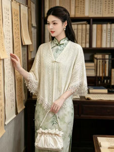 XUANXUAN | Chinese Style Lace Knitted Cape Shawl Thin Outerwear