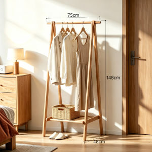 TINGXU | Portable Antique Style Solid Wood Clothes Rack