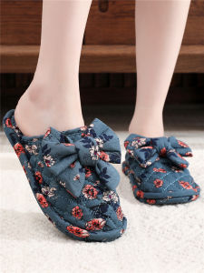 รองเท้าแตะผู้หญิงในบ้านแบบผ้าฝ้ายแท้สไตล์เกาหลี รองเท้าแตะสำหรับใส่ในบ้าน รองเท้าแตะแบบสวมหัว รองเท้าแตะแบบไม่ทำลายพื้น