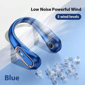 Portable Neck Fan 5 Speeds LED Screen 360° Cooling Quiet Wearable USB Fan for Travel Home Office