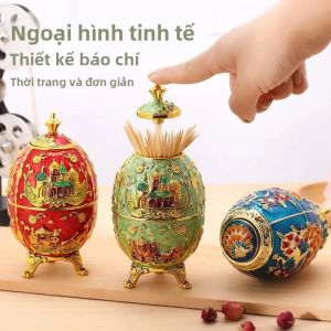 Hộp Đựng Tăm Kim Loại Phong Cách Retro Kiểu Dáng Châu Âu Tự Động Chất Liệu Gốm Sứ Phụ Kiện Trang Trí Nhà Cửa Bàn Ăn.