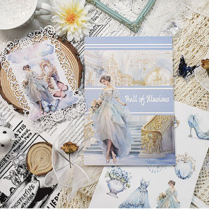 New 20PCS/Book Fashion PET Sticker Book Vintage Characters Handbook Journal Decoration Flower Handbook Material Paper Style