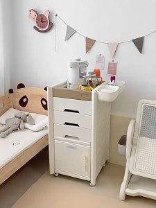 Tủ đầu giường di động 2 mặt đa năng đa năng hiệu Babyviva mẫu Glance (bao gồm đèn LED 2 giỏ treo)