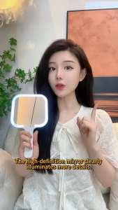 LED makeup mirror square/round handheld makeup mirror three-color dimmable lighted makeup mirror