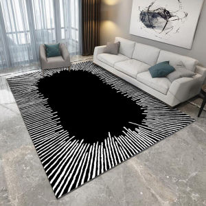 Nordic Ins Style Black White Striped Carpet Living Room Coffee Table Clothing Store Photo Bedroom Home Decorative Checkered Decorative Mat