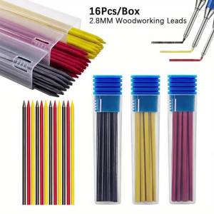 MROOFUL | 16 Cái/hộp 2.8 Mm 2B Chắc Chắn Thợ Mộc Bút Chì Có Thể Thay Thế Chì Chế Biến Gỗ Cơ Khí Đánh Dấu Kiến Trúc Phụ Kiện