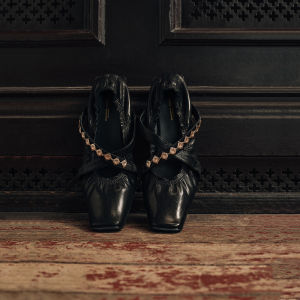 Designer Square Toe Crossed Straps Rhinestones Studded Leather Single Shoes