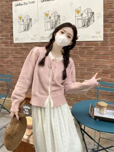 Sweet Soft Short Knitted Cardigan Sweater Womens Spring Autumn College Style Hollow out Coat Small Size Knitted Outerwear