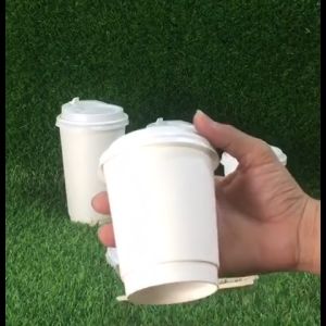 50pcs 8oz/12oz/16oz Double Wall Paper Cup Plain White Coffee Cups with Flip Lid